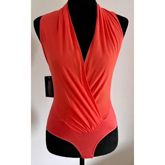 Tops - Bebe- Elegant Coral Bora Bora Wrap Bodysuit 233771 (XS) NWT